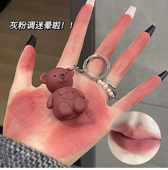 Bear Keyring Matte Lip Mud - 9 Colours - 01# White Peach - 1.7g