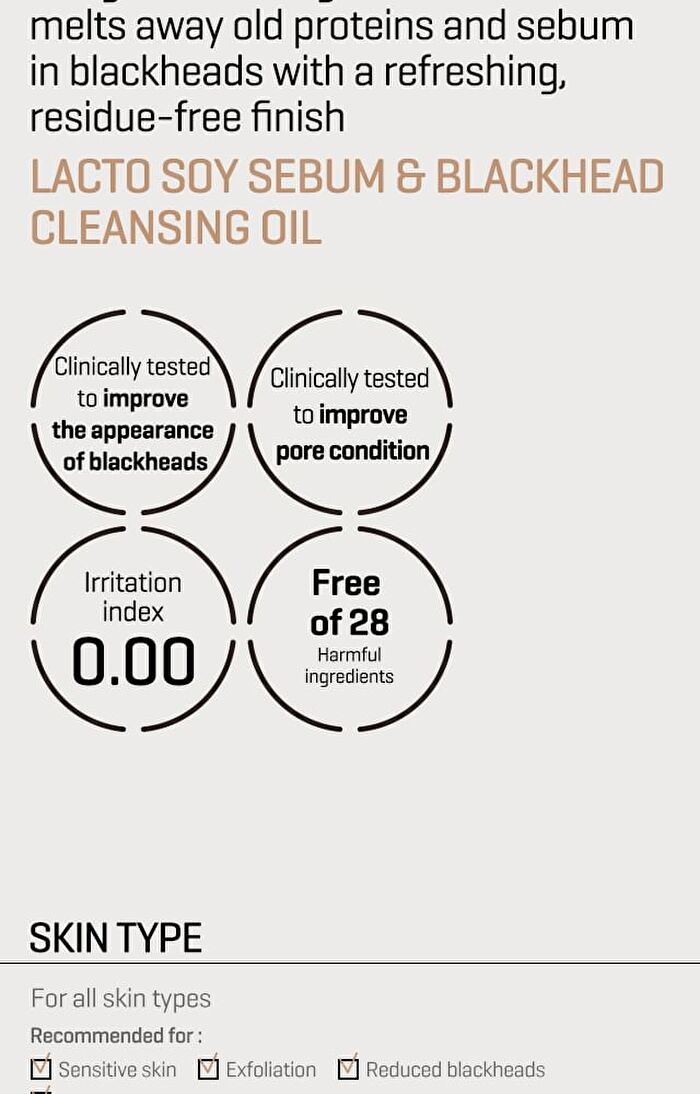 Lacto Soy Sebum & Blackhead Cleansing Oil - 200ml
