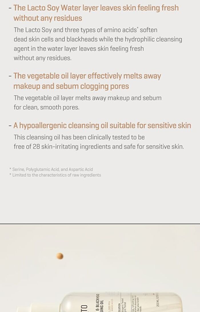 Lacto Soy Sebum & Blackhead Cleansing Oil - 200ml