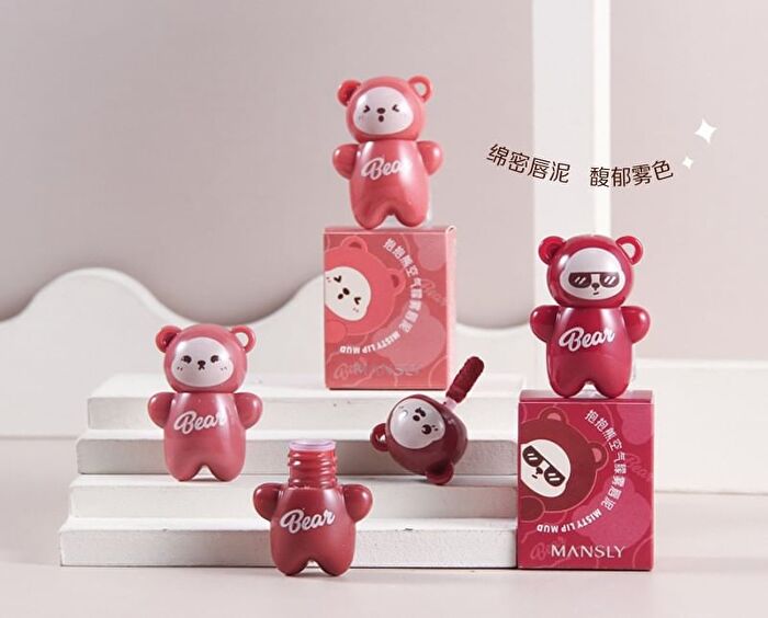 Huggable Bear Keychain Airy Mist Lip Mud - 4 Colors - B03# Wild Berry - 0.8g