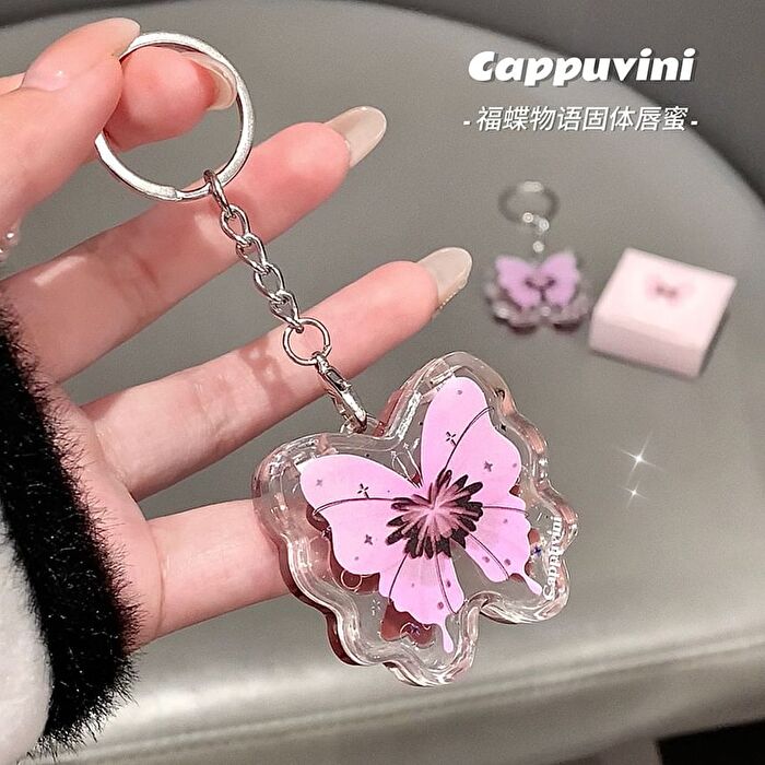 Lucky Butterfly Keychain Lip Gloss - 4 Colors - 5B# Milk Tea - 2g