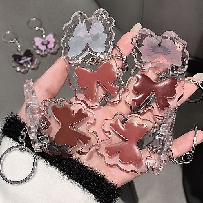 Lucky Butterfly Keychain Lip Gloss - 4 Colors - 5B# Milk Tea - 2g