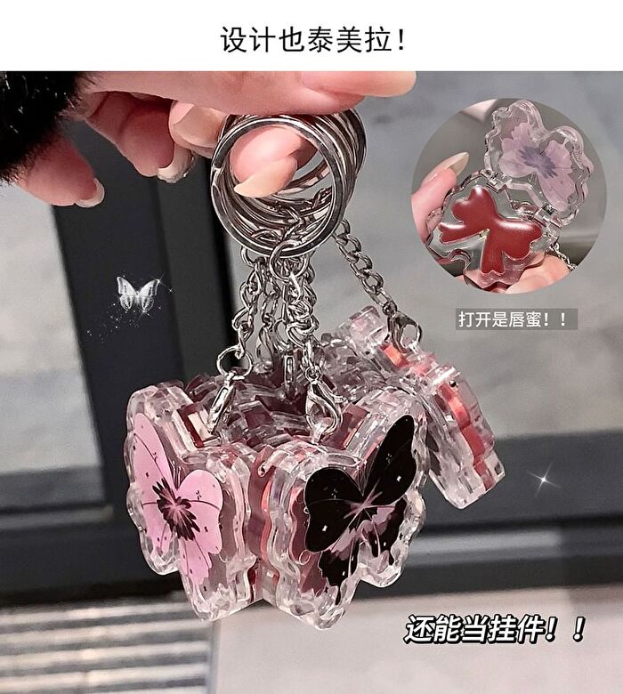 Lucky Butterfly Keychain Lip Gloss - 4 Colors - 5B# Milk Tea - 2g