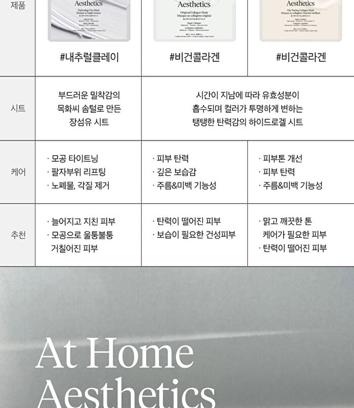 At Home Aesthetics Mask Sheet - 3 Types - Vita-Toning Collagen