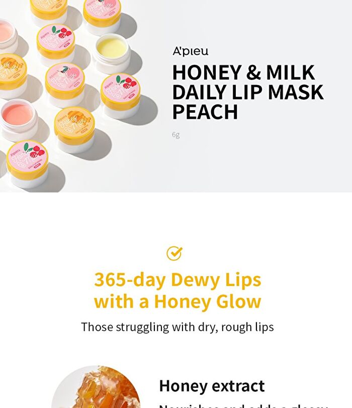 Honey & Milk Daily Lip Mask - 3 Types - Peach