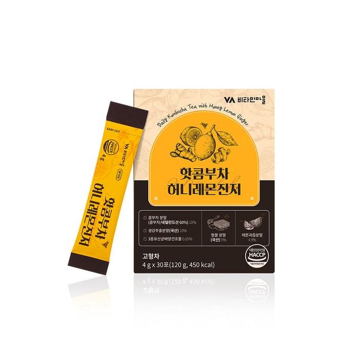 Daily Kombucha Tea with Honey Lemon Ginger - 4g x 30 sticks
