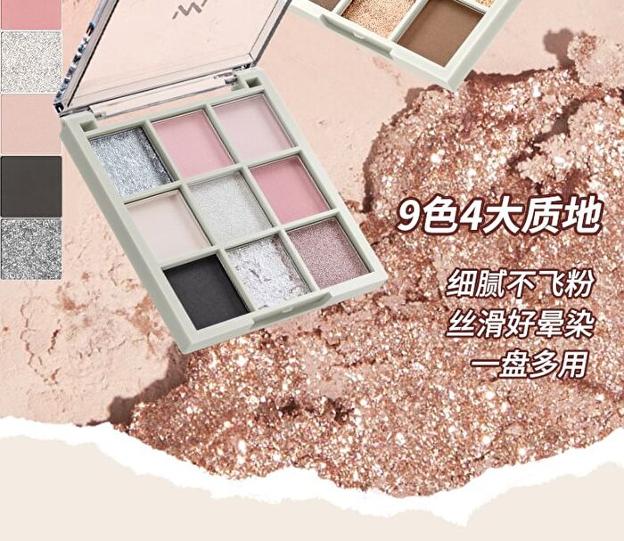 Menow Dream Play 9 Colors Eyeshadow Palette - 2 Types - #02 Pink & Black - 9g