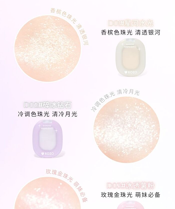 Rozo Galaxy Pearl Highlighter - 3 Shades - D03# Rose Gold - 3g