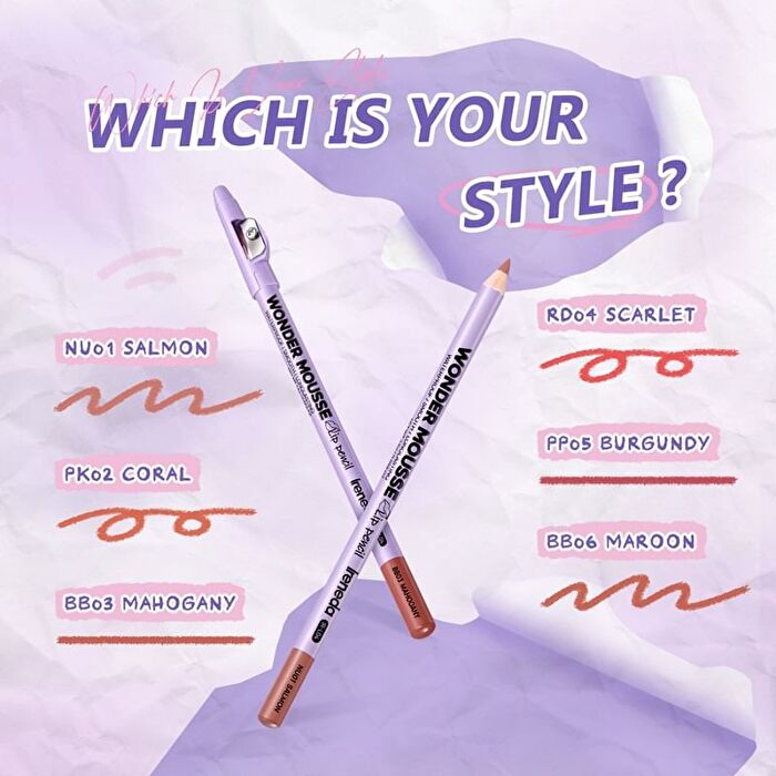 Ireneda Wonder Mousse Lip Pencil - 6 Colors - BB06# Maroon - 1.6g