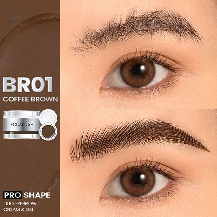 Focallure 2 in 1 Eyebrow Cream & Gel - 3 Colors - #BR02 Dark Brown - 2.5g