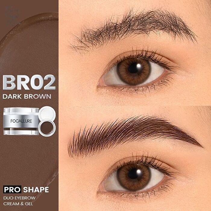Focallure 2 in 1 Eyebrow Cream & Gel - 3 Colors - #BR02 Dark Brown - 2.5g