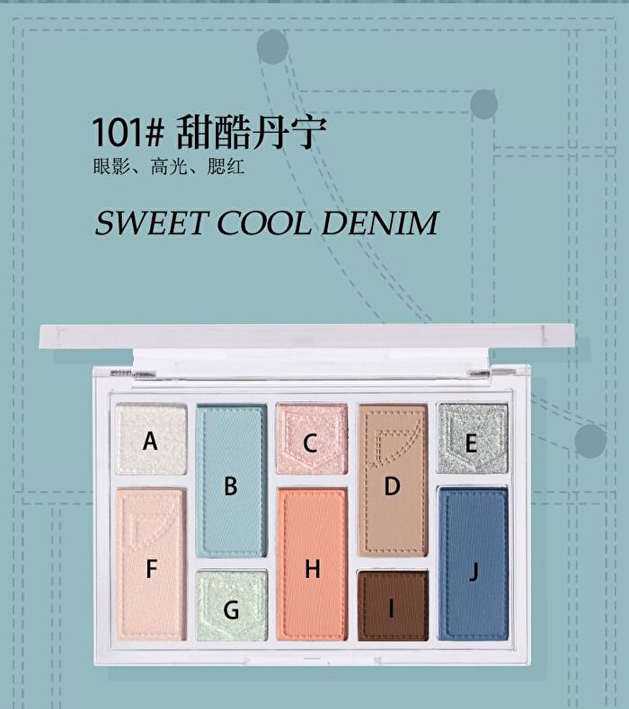 Casual Denim 10-Color Eyeshadow Palette - 3 Types - 102# Fog Blue - 16g