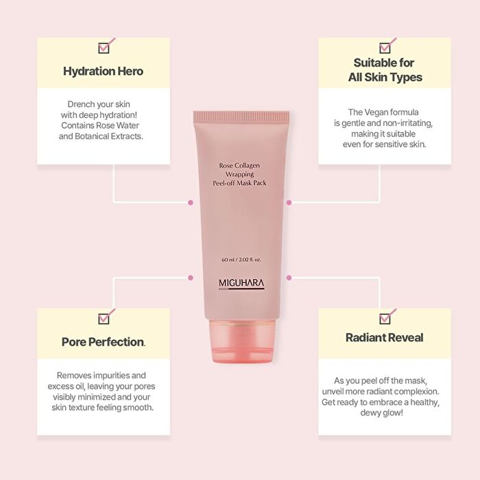 Miguhara Rose Collagen Wrapping Peel-off Mask Pack - 60ml