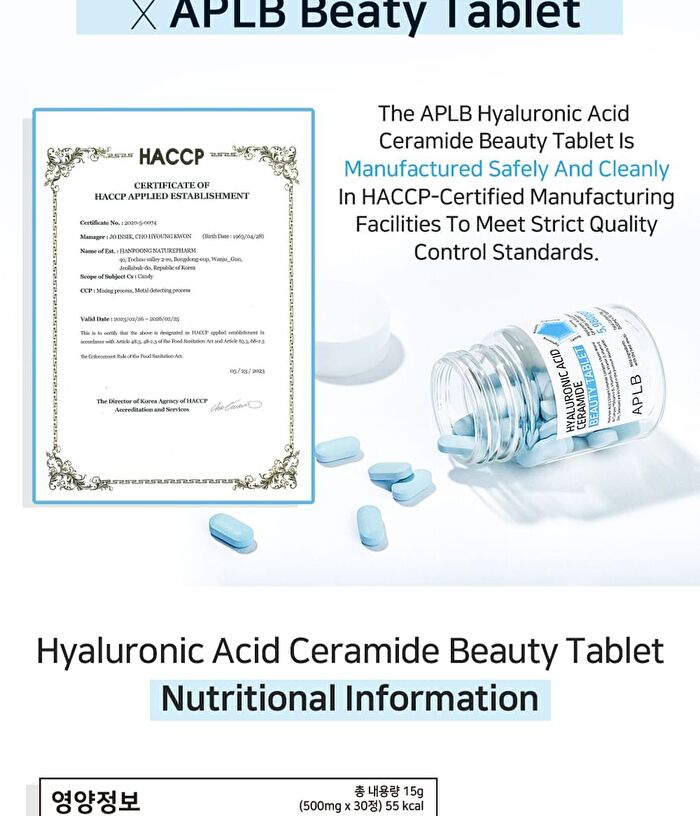 Aplb Hyaluronic Acid Ceramide Beauty Tablet - 500mg x 30 tablets