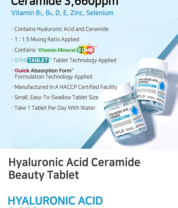 Aplb Hyaluronic Acid Ceramide Beauty Tablet - 500mg x 30 tablets