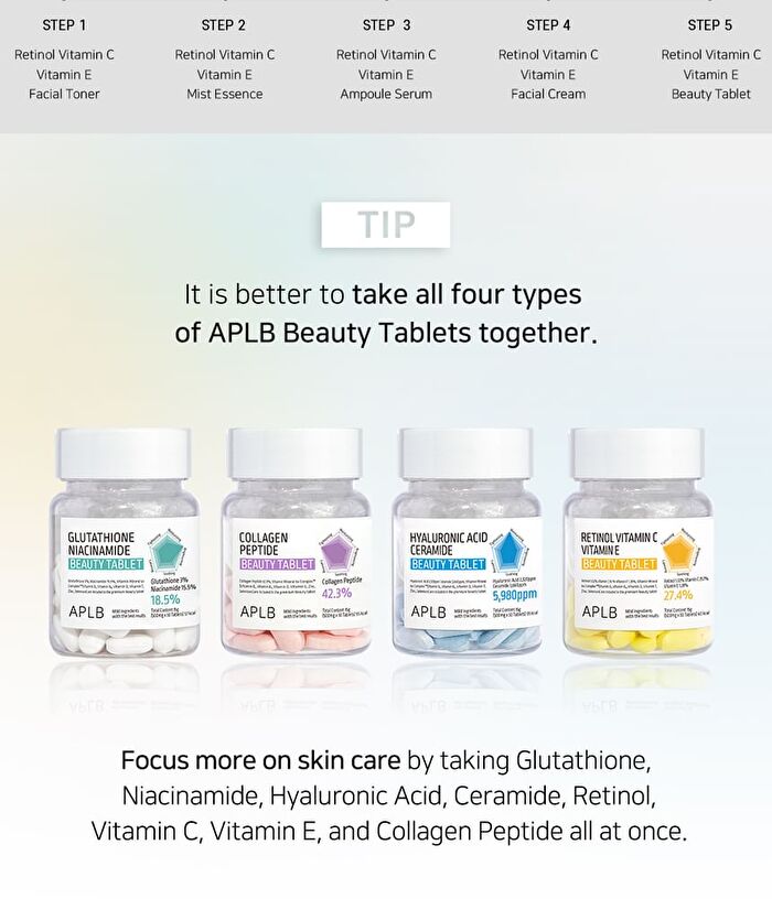 Aplb Retinol Vitamin C Vitamin E Beauty Tablet - 500mg x 30 tablets
