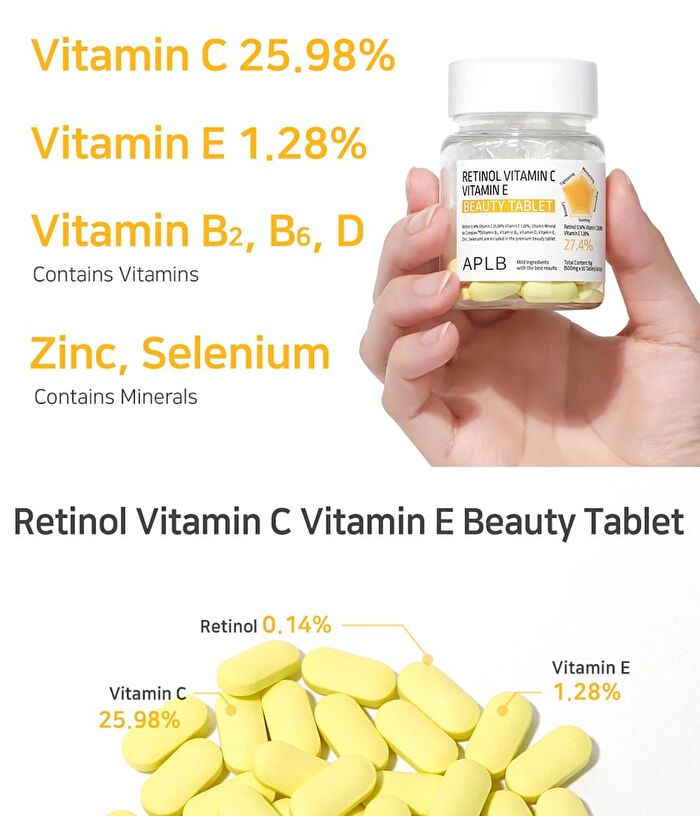 Aplb Retinol Vitamin C Vitamin E Beauty Tablet - 500mg x 30 tablets