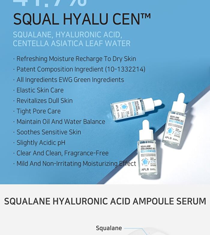 Aplb Squalane Hyaluronic Acid Ampoule Serum - 40ml