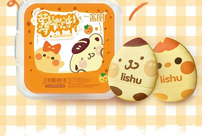Finger Powder Puff Set Pompompurin Limited Edition - 2 Types - Custard (3pcs)