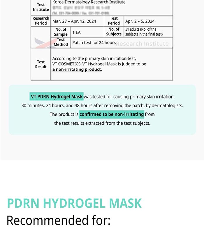 Vt PDRN Hydrogel Mask - 33g x 1 sheet