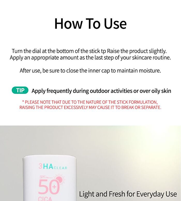 esfolio 3HA Clear Cica Soothing Sun Stick - 20g