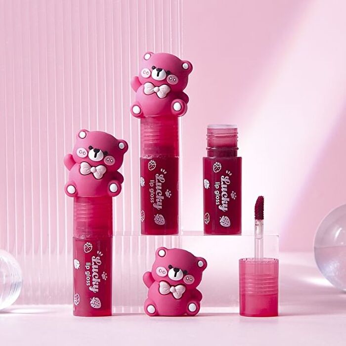 Mansly Strawberry Bear Water Light Mirror Lip Gloss - 4 Colors - 625# Sweet Cocoa - 3.6g