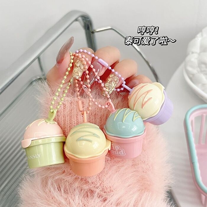 Mansly Ice Cream Keychain Matte Velvet Lip Mud - 4 Colors - J04# Deep Berry Red - 5.5g