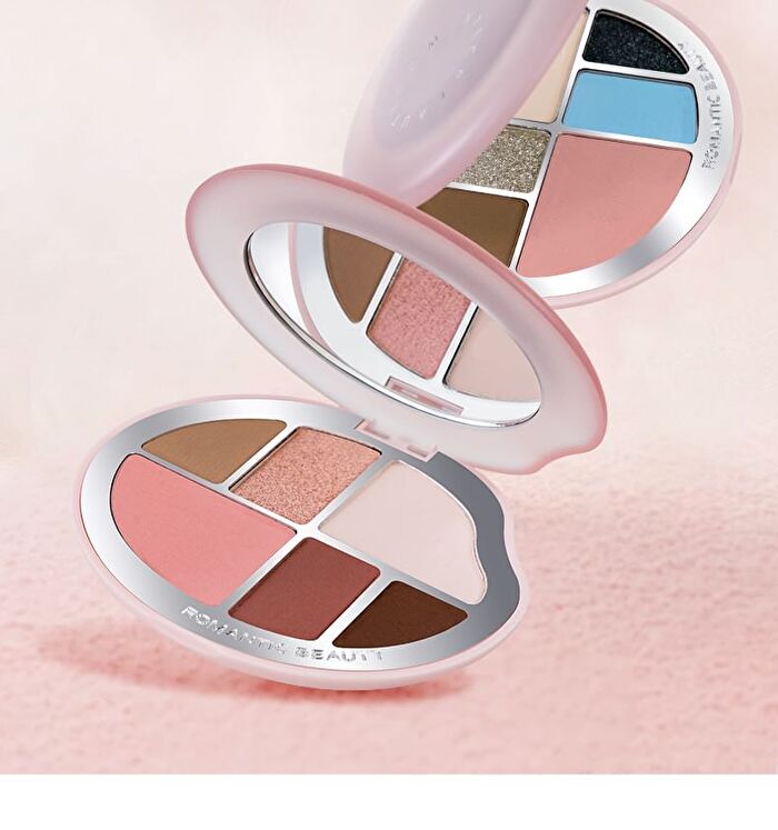 Romantic Beauty 6-Color Imprint Makeup Eyeshadow Palette - 3 Types - #01 Pink Brown - 9g