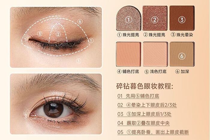 Six-Color Exquisite Eyeshadow Palette - 2 Types - 01# Sunset Disk - 9g