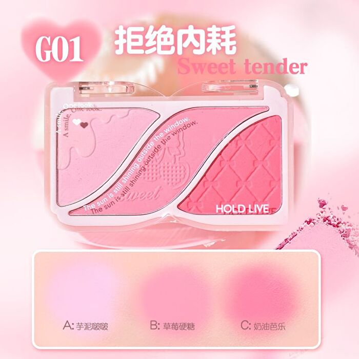 Hold Live Triple-Color Powder Blusher (1-2) - #H02 - 9g