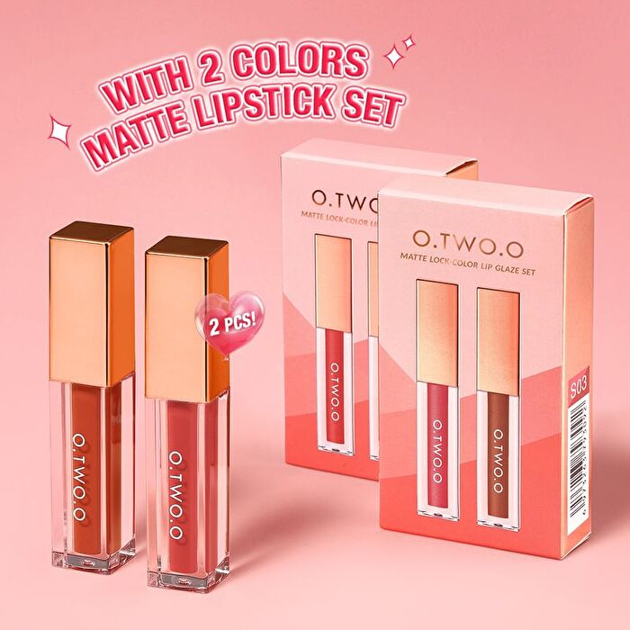 Matte Lock Color Lip Glaze Set - 3Types - #S03 - 2pcs
