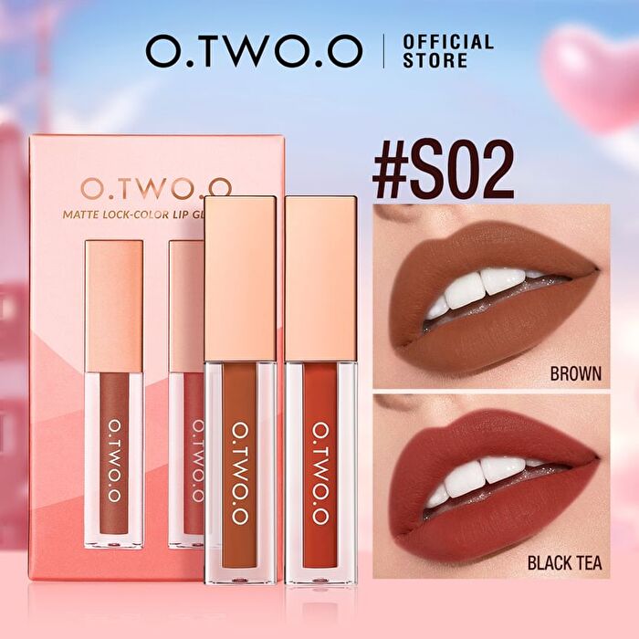 Matte Lock Color Lip Glaze Set - 3Types - #S03 - 2pcs
