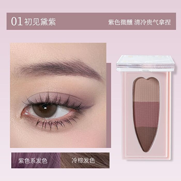 Gella\'s 3 Color Eyebrow Powder Palette - Purple - #01 Purple - 2.5g