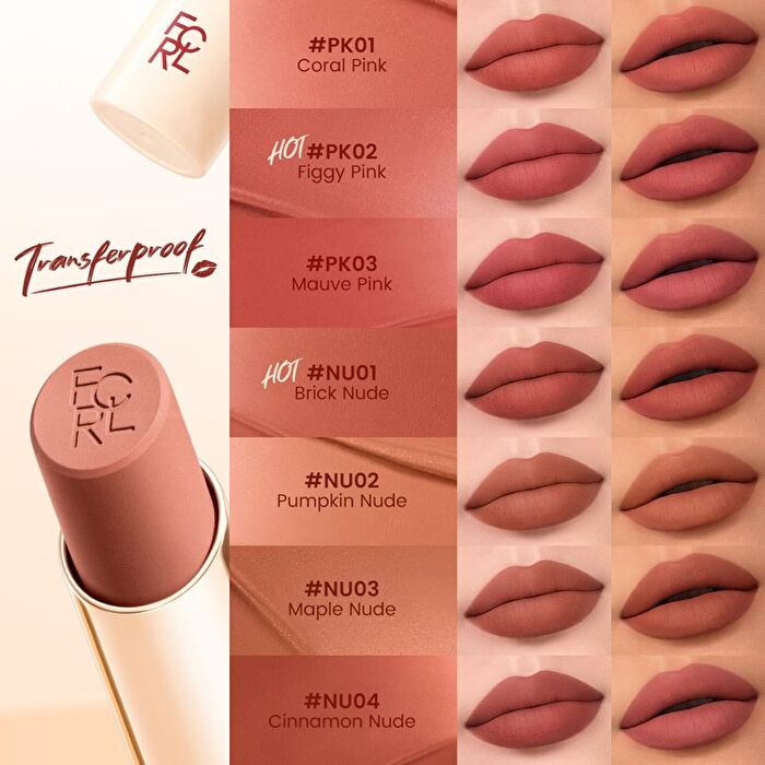 Focallure Transferproof Matte Lipstick - 4 Colors - #NU01 Brick Nude - 3.5g