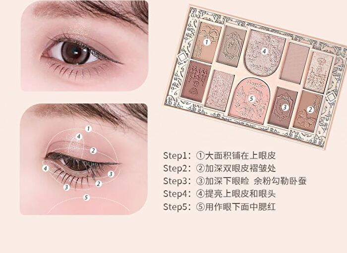 Cheerflor Brilliant Secret Series 10-Color Frame Eyeshadow Palette - 3 Types - CFR960 Sunset Intoxication - 10g