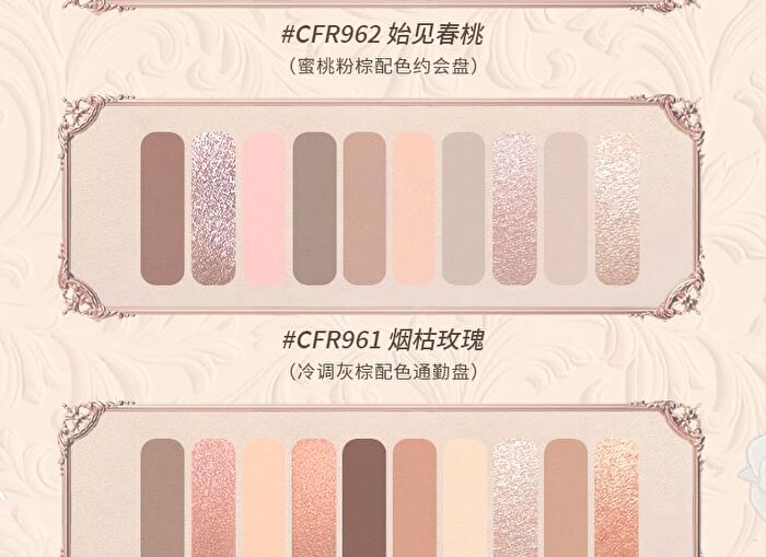 Cheerflor Brilliant Secret Series 10-Color Frame Eyeshadow Palette - 3 Types - CFR962 Spring Peach - 10g