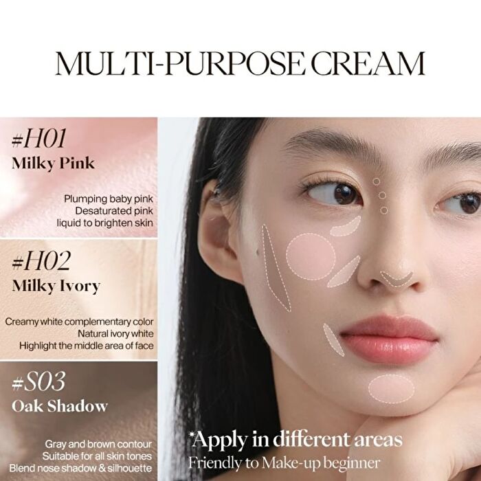 Multi-Purpose Cheek Cream - 3 Colors - #H02 Milky Ivory - 4g