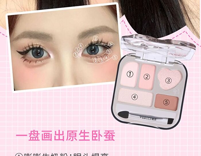 Veecci Shiny Vibrant Aegyo-Sal & Eyeshadow Palette - 2 Types - M01# Brown - 4g