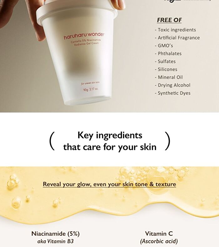 haruharu wonder Centella 5% Niacinamide Radiance Gel Cream - 90g