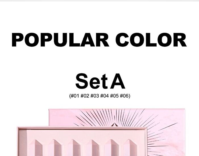 6-Color Pearlescent & Matte Diamond Liquid Lipstick Set - 2 Types - Set A (1.6g x 6pcs)