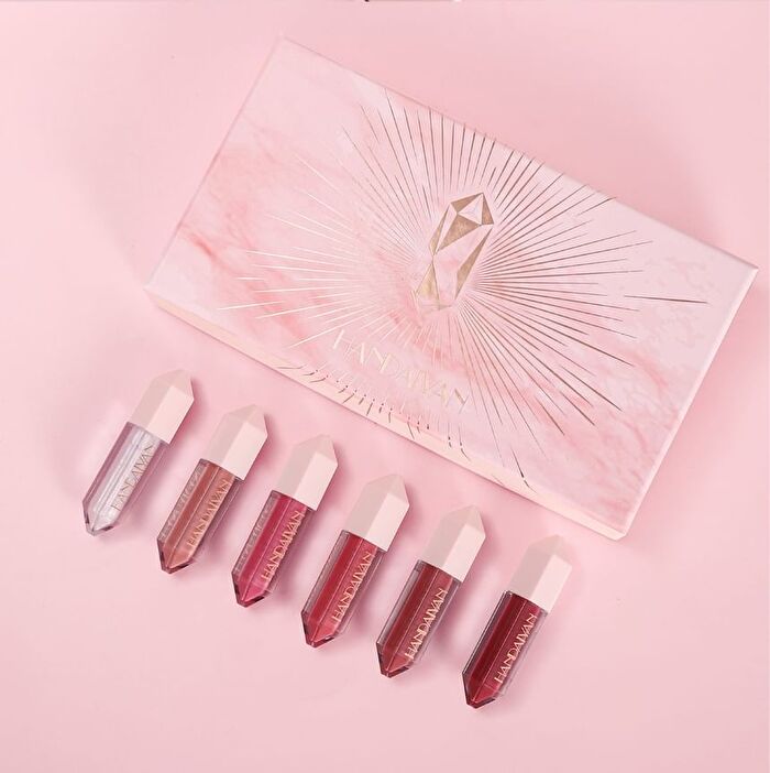 6-Color Pearlescent & Matte Diamond Liquid Lipstick Set - 2 Types - Set A (1.6g x 6pcs)