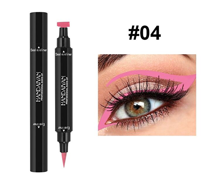 Waterproof Long Lasting Double-Ended Seal & Liquid Eyeliner - 7 Colors - 04# Pink - 3.5g