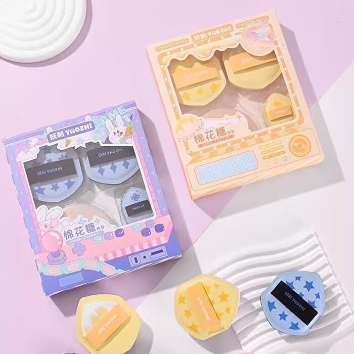 Yaozhi Marshmallow Powder Puff Set with Case - Blue (3pcs)