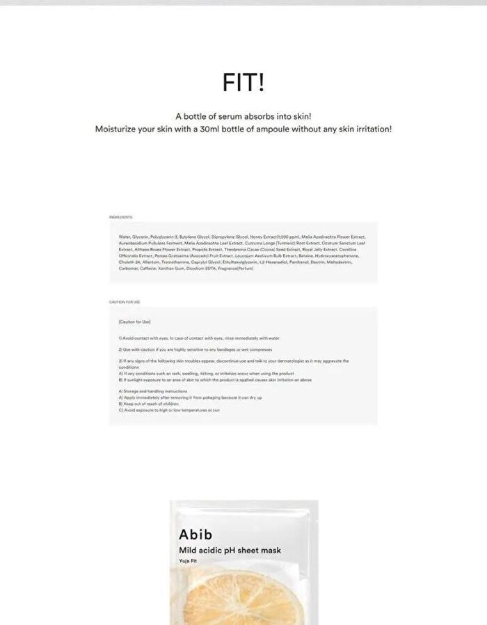 Mild Acidic pH Sheet Mask Set - 6 Types - Glutathiosome Fit