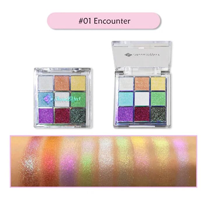 9 Colors Glittery Chameleon Eyeshadow Palette - Encounter - #8g
