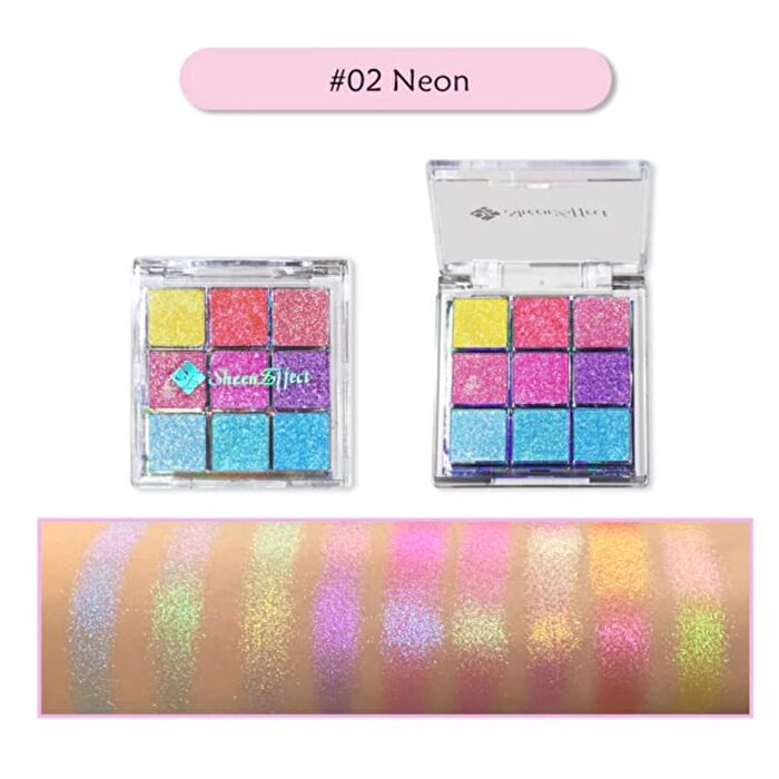 9 Colors Glittery Chameleon Eyeshadow Palette - Neon - #8g