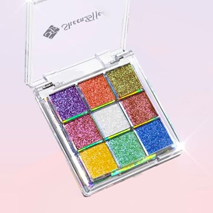 9-Colors Glittery Chameleon Eyeshadow Palette - Tipsy - #8g