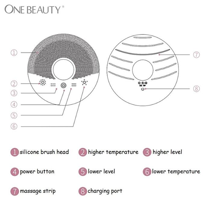 ONE BEAUTY Silicone Facial Cleansing Brush - DTS01 (White) - 1pc