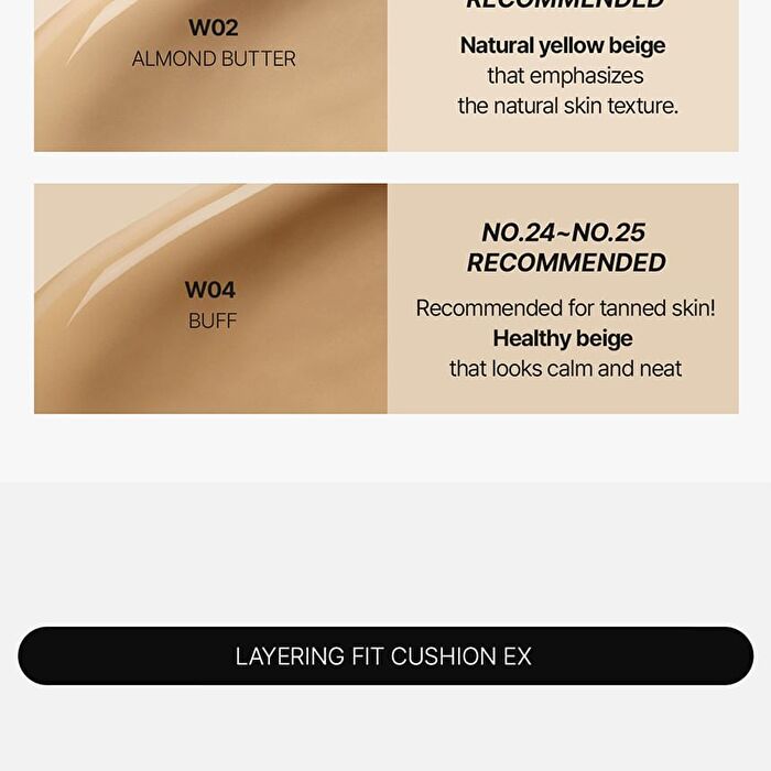 Layering Fit Glow Cushion EX - 5 Colors - W04 Buff