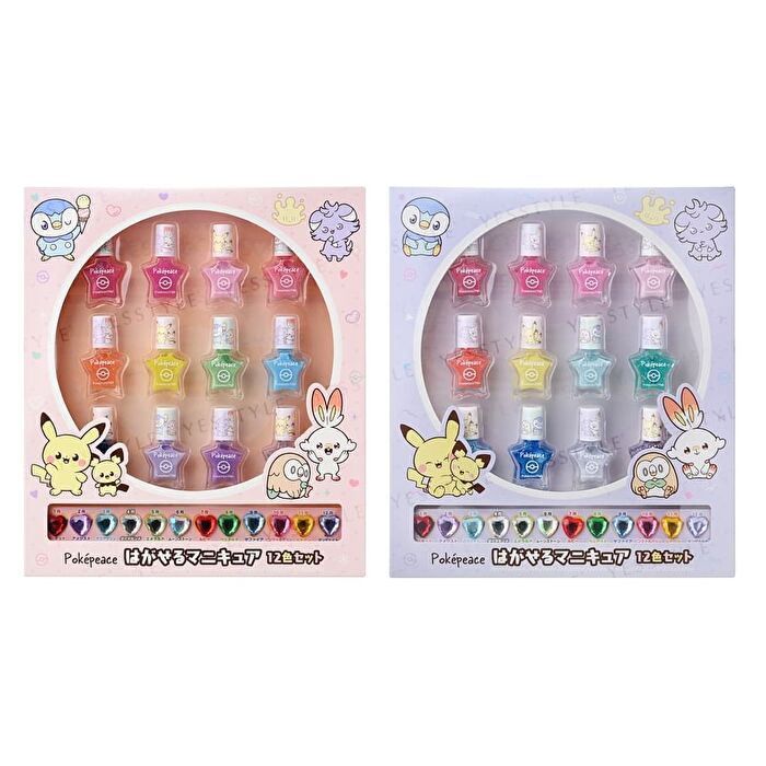 Pokemon Peaceful Place Peel Off Nail Polish 12 Colors Set - Pink - 12 pcs